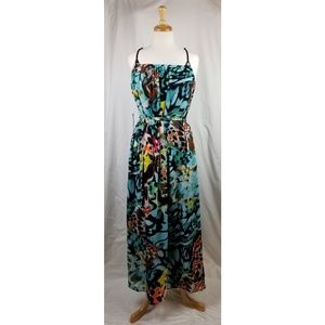 NWT BEBE Carrie Tie Waist Maxi - Multi Print XSP